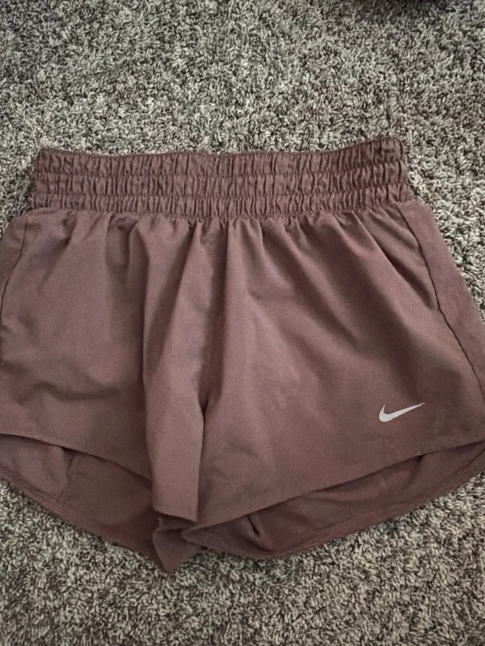 Nike Women's Mauve Brown Athletic Shorts with Swoosh